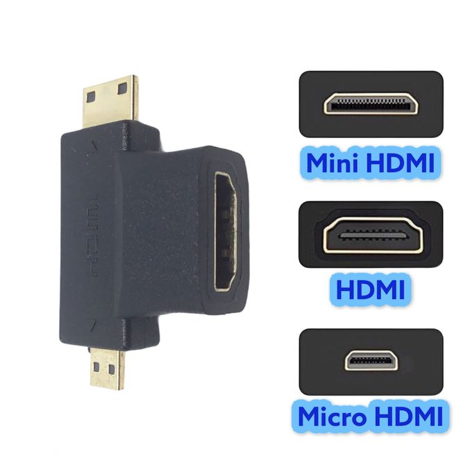 Adaptateur Micro HDMI + Mini HDMI mâle vers HDMI femelle