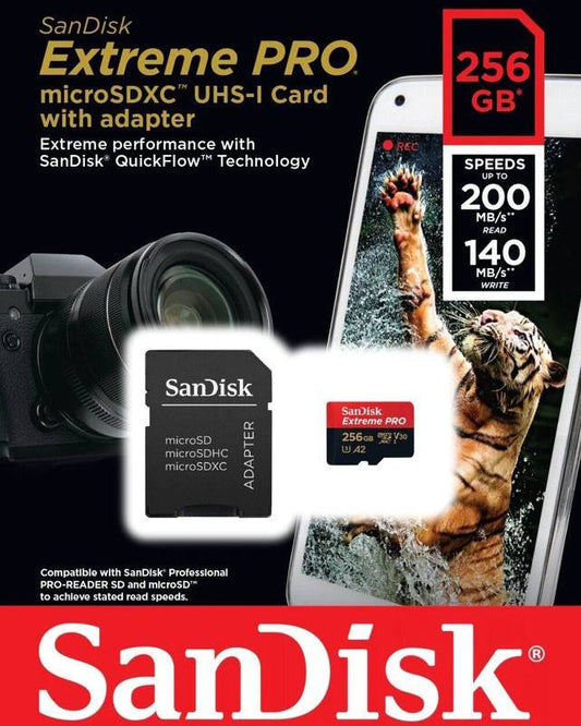 SanDisk Extreme PRO 256GB A2 200MB/s microSD.