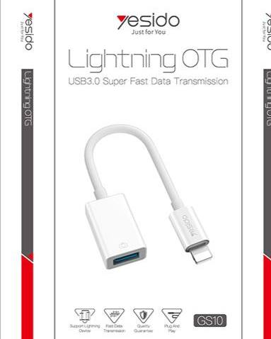 adaptateur OTG USB3.0 vers LIGHTNING pour transfert des données, pour IPhone Pad, gs10 Yesido