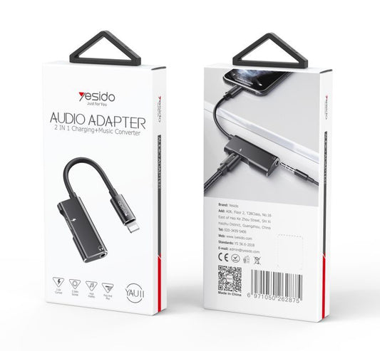 Adaptateur audio 2en1 YAU11 convertit pour Lightning en Lightning et adaptateur répartiteur de port 3,5 mm .