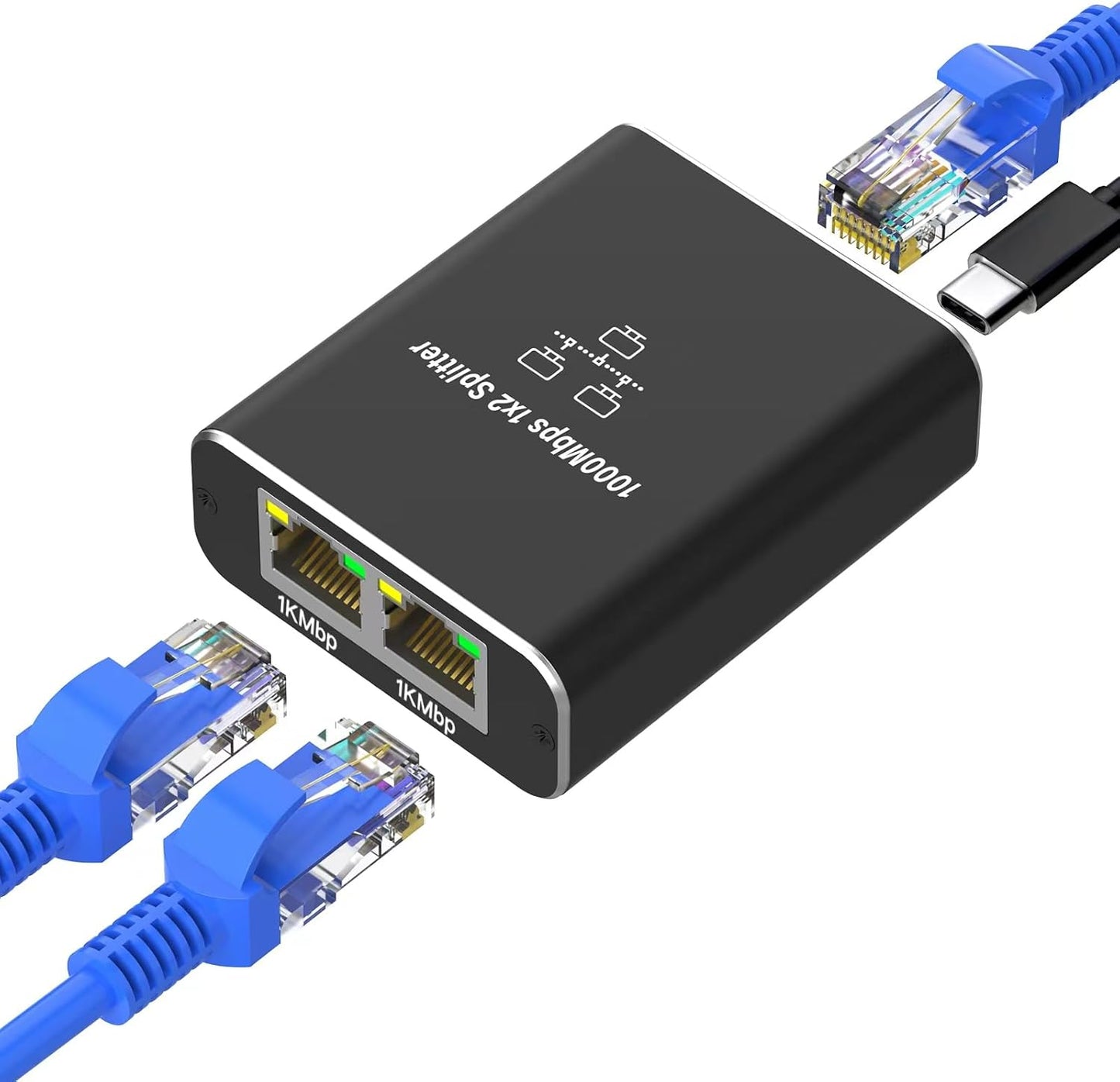 Splitter Ethernet RJ45 1 à 2 LAN 1000 Mbps, Gigabit pour Ordinateur, Commutateur, Routeur,...