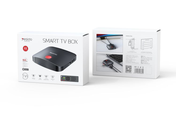 Boîtier Smart TV Wifi 6en1 4k HDMI Yesido TV11