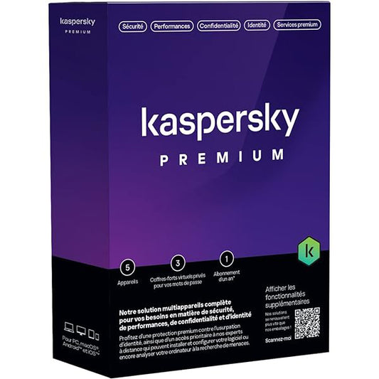 Antivirus Kaspersky Premium 5 poste Abonnement 1 Année