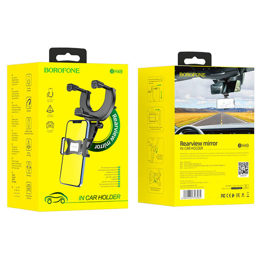 BOROFONE BH49 Roller, support de rétroviseur de voiture, pour téléphones portables de 4,5 à 7 pouces.