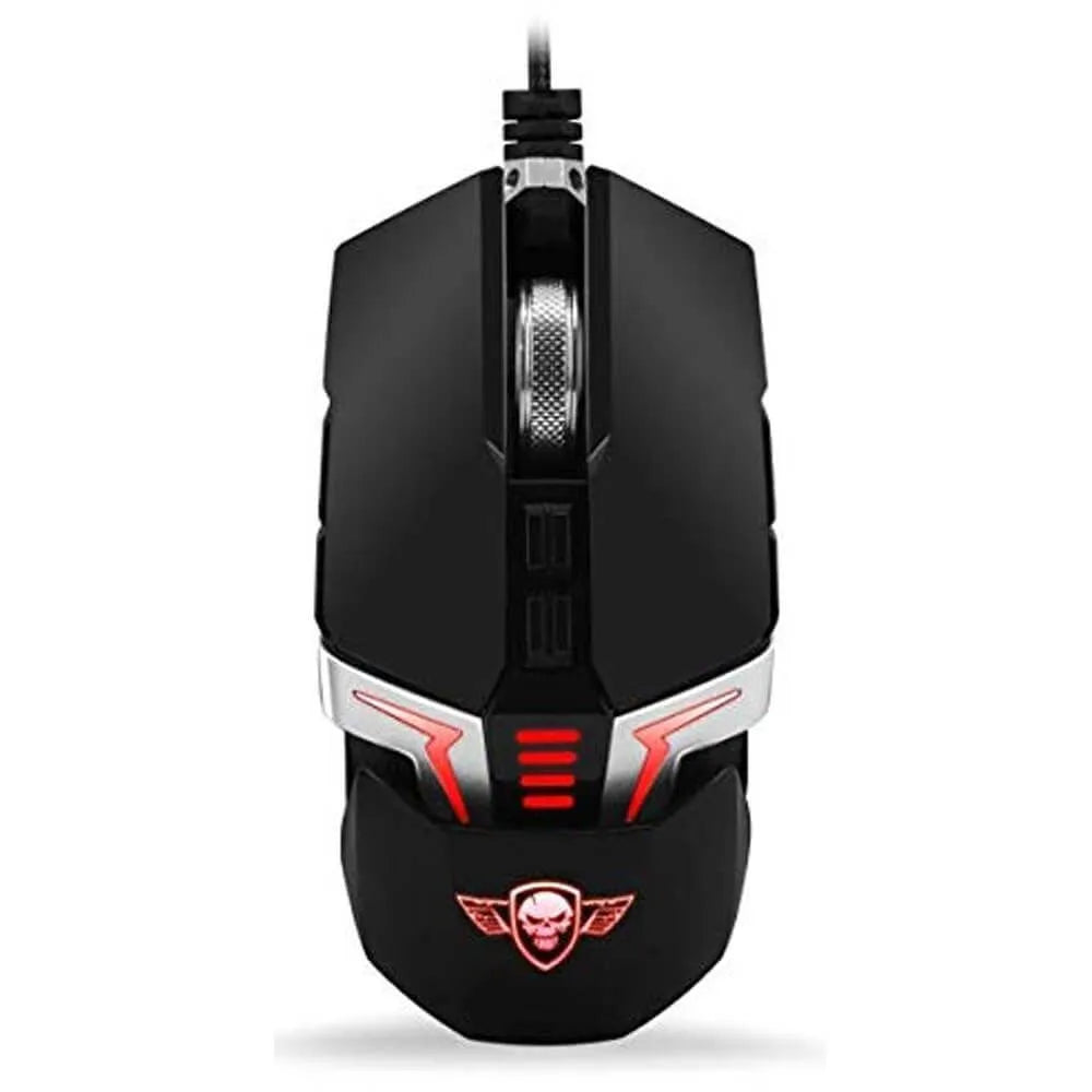 Souris de jeu filaire USB à lumières LED Spirit Of Gamer Xpert-M300 avec 9 boutons programmables, jusqu'à 5000 dpi - Noir Argent