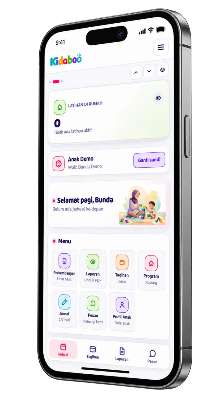 Portal orang tua Kidaboo pada ponsel
